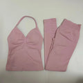 2-Piece Yoga Set Ladies Gym Training Leggings and Neck Tank Yoga Fitness Seamless Set Pilates Clothes Workout Sportswear